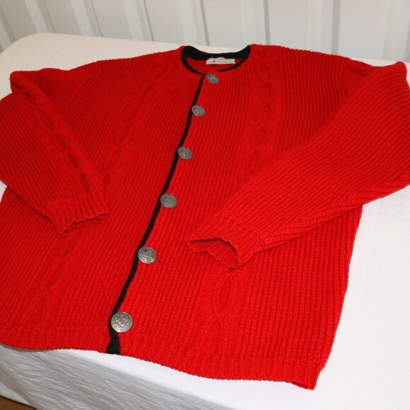 Original Obermeyer Vintage Cardigan Ski Sweater Red Button Front 1960's Large? - Picture 7 of 11